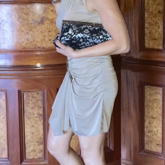 Caribbean Queen Elegant Tan Evening Dress - Picture 2 of 15